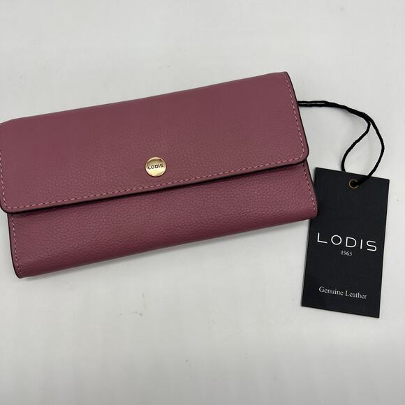 LODIS Womens Wallet Texas Leather Long Wallet DustyRose - Picture 1 of 14
